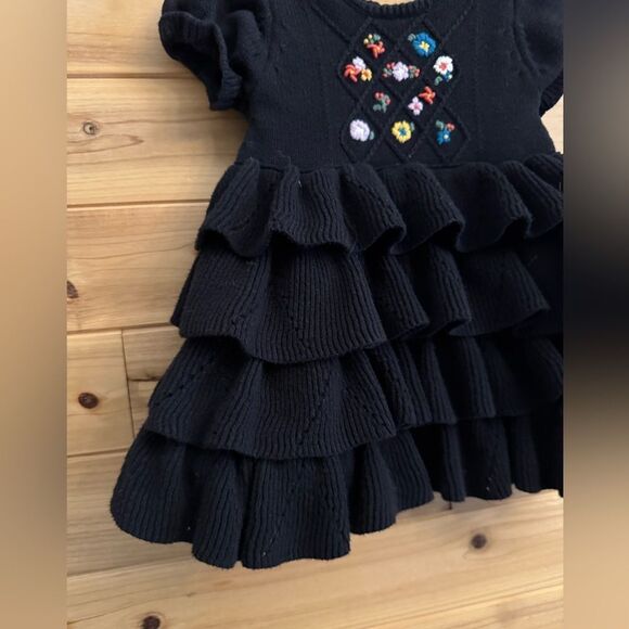 Hanna Andersson Size 70/6-12 Months Embroidered Floral Ruffle Skirt Dress - Picture 3 of 13